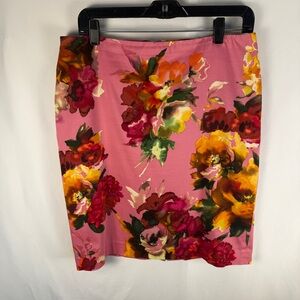 Talbots Petite Pink Floral Pencil Skirt, Watercolor Floral Spring Garden Party